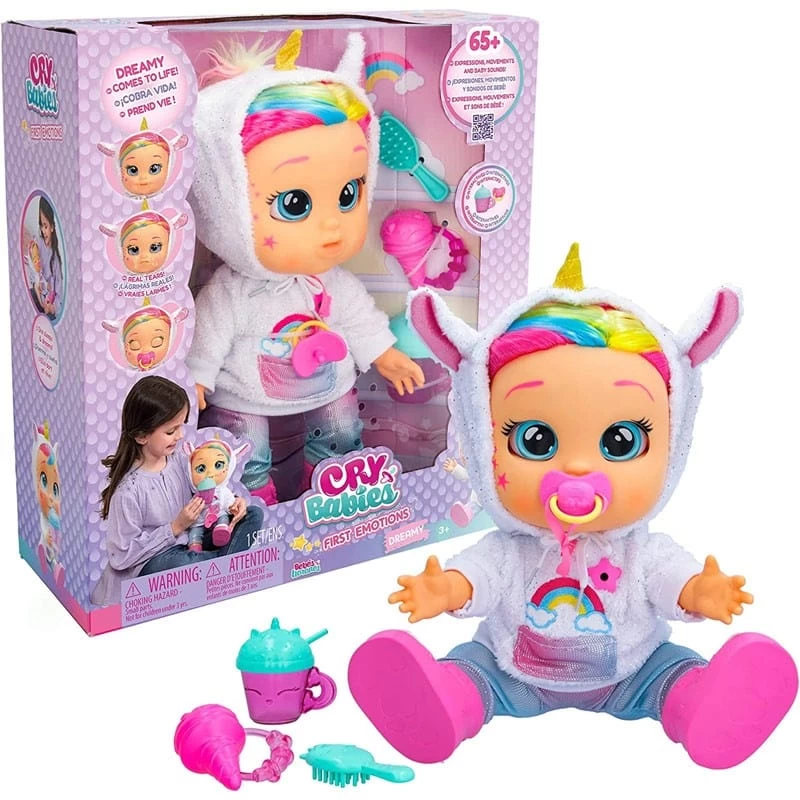 IMC TOYS Cry Babies First Emotions, Bambola Dreamy Interattiva, 65 Espressioni E Movimenti