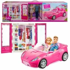 MATTEL Barbie E Ken, Maxi Set Che Include Bambole, Macchina E Armadio