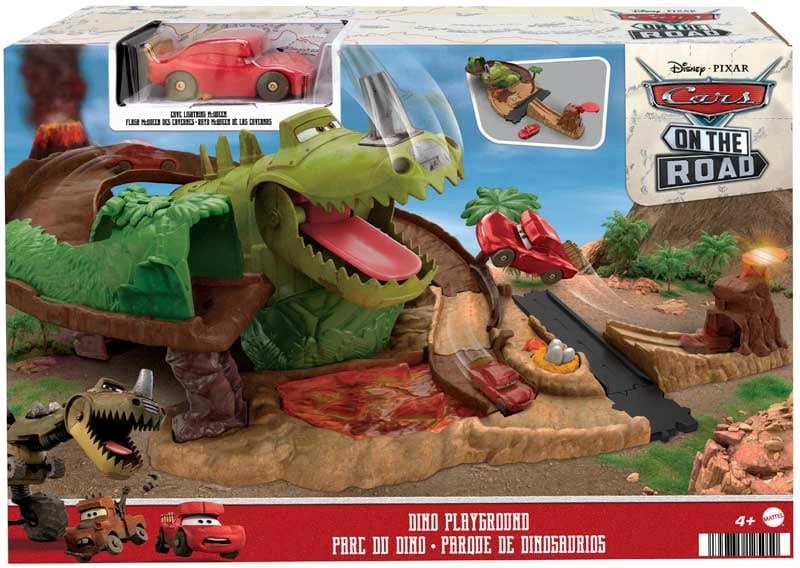 MATTEL Disney Cars On The Road, Playset Parco Dei Dinosauri