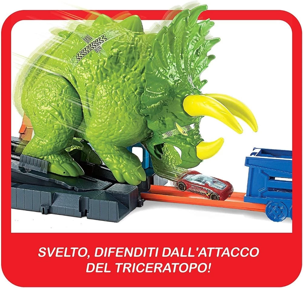 MATTEL Hot Wheels City Pista Attacco Del Triceratopo, GBF97 - immagine 2