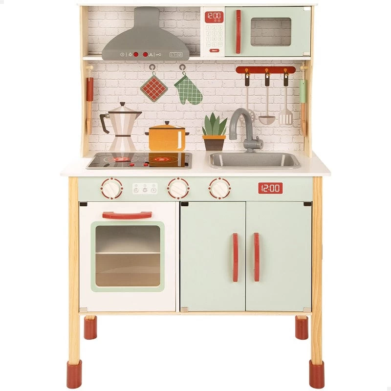 Cucina In Legno Giocattolo Per Bambini - Cucina Luci E Suoni Alta 104 Cm - immagine 5
