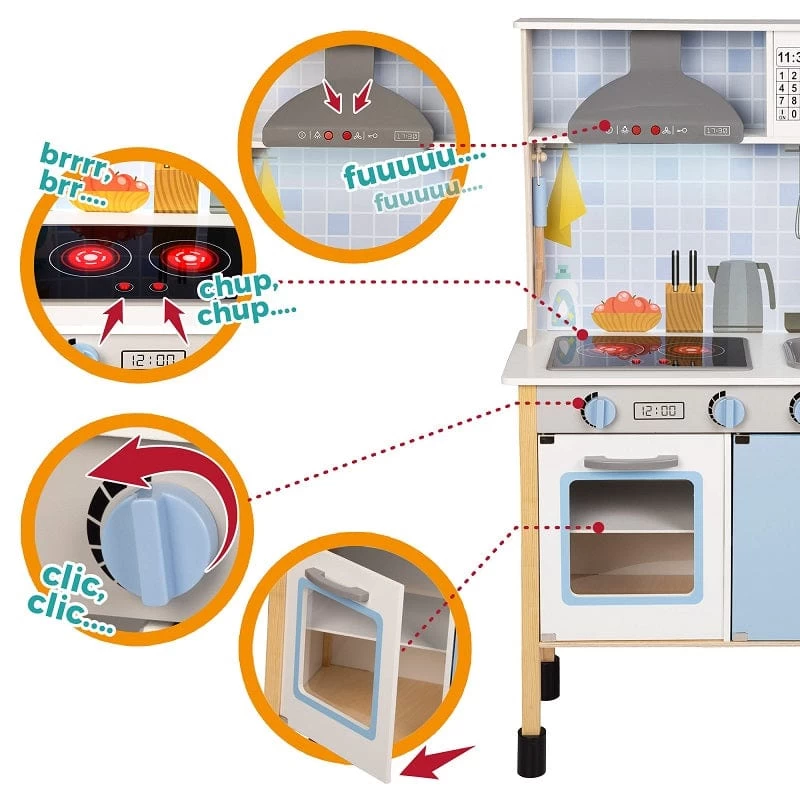 Cucina In Legno Per Bambini Con Luci E Suoni, Altezza 104 Cm - immagine 3