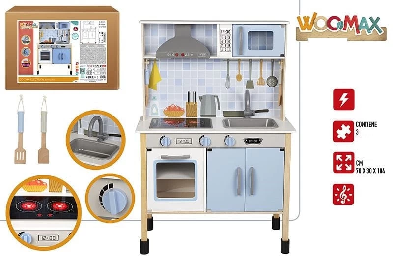 Cucina In Legno Per Bambini Con Luci E Suoni, Altezza 104 Cm