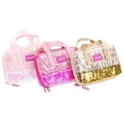 Nice Girabrilla Borsetta Trousse Puffer E Paillettes, Set Make Up Per Bambine