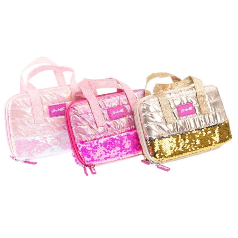 Nice Girabrilla Borsetta Trousse Puffer E Paillettes, Set Make Up Per Bambine