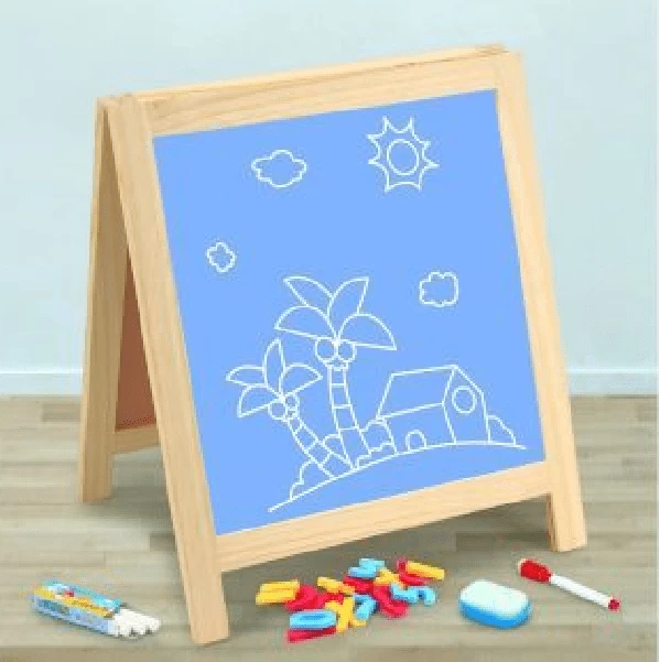 Lavagna In Legno 2 In 1, Doppia Faccia Per Gessi E Pennarelli