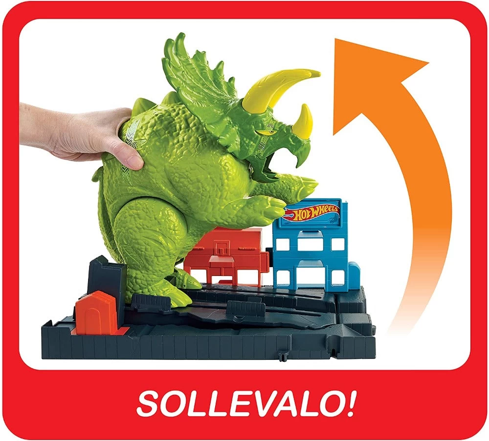 MATTEL Hot Wheels City Pista Attacco Del Triceratopo, GBF97 - immagine 4
