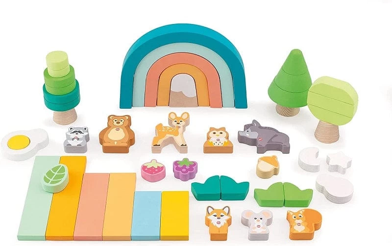 Sevi Set Costruzioni In Legno Per Bambini, Kit Da 47 Pezzi - Vita Nel Bosco - immagine 3