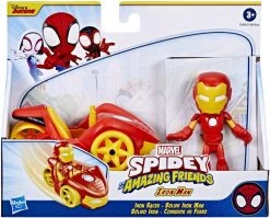 Hasbro Spiderman Amazing Friends, Iron Man Con Macchina